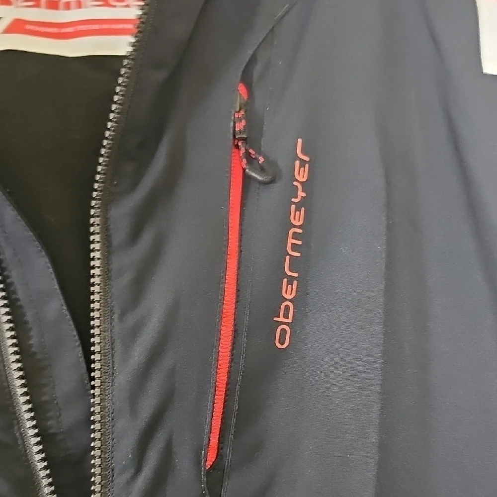 Obermeyer Hooded Teen Boy's Black Jacket with Red Highlights Size L (14-16)